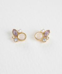 【恋は光着用】ナチュラルストーンとビジューのチタンポストピアス【MUK Dreamy stone】