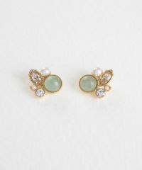 【恋は光着用】ナチュラルストーンとビジューのチタンポストピアス【MUK Dreamy stone】