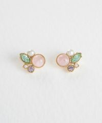 【恋は光着用】ナチュラルストーンとビジューのチタンポストピアス【MUK Dreamy stone】