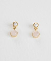 ナチュラルストーンとパールのチタンポストピアス【MUK Dreamy stone】