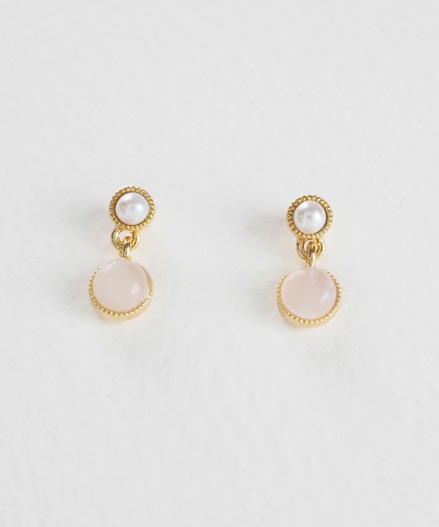 ナチュラルストーンとパールのチタンポストピアス【MUK Dreamy stone】