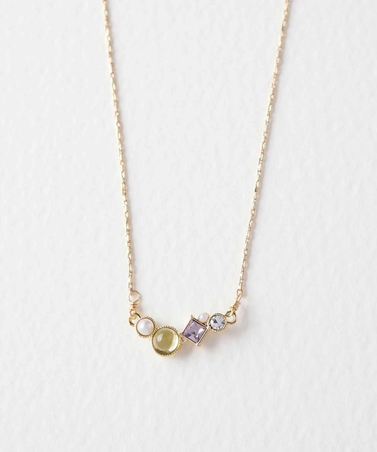 【恋は光着用】ナチュラルストーンとビジューのプチペンダント【MUK Dreamy stone】