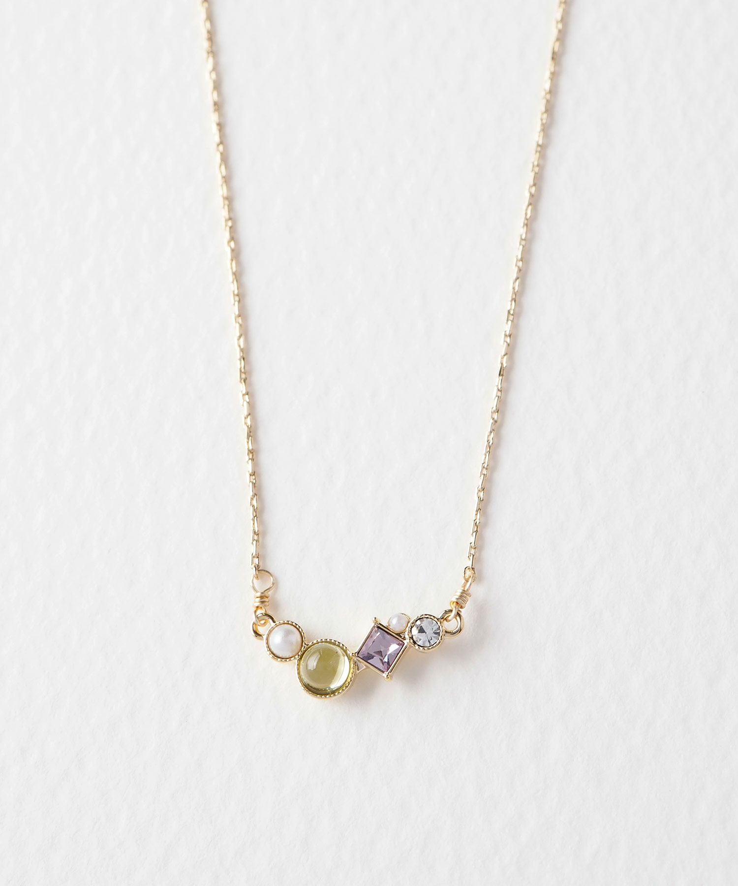 【恋は光着用】ナチュラルストーンとビジューのプチペンダント【MUK Dreamy stone】