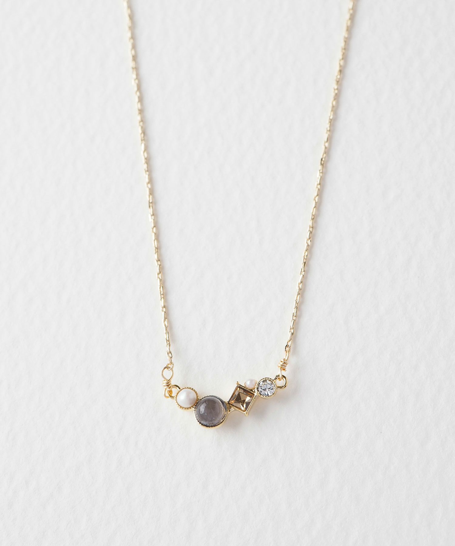 【恋は光着用】ナチュラルストーンとビジューのプチペンダント【MUK Dreamy stone】