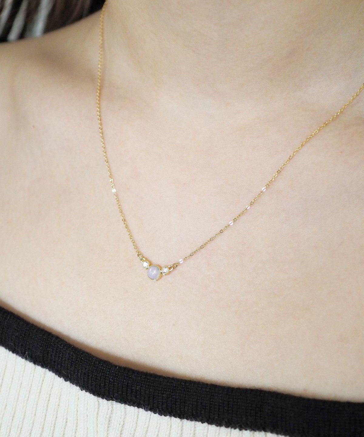 【恋は光着用】ナチュラルストーンとクリスタルのプチペンダント【MUK Dreamy stone】