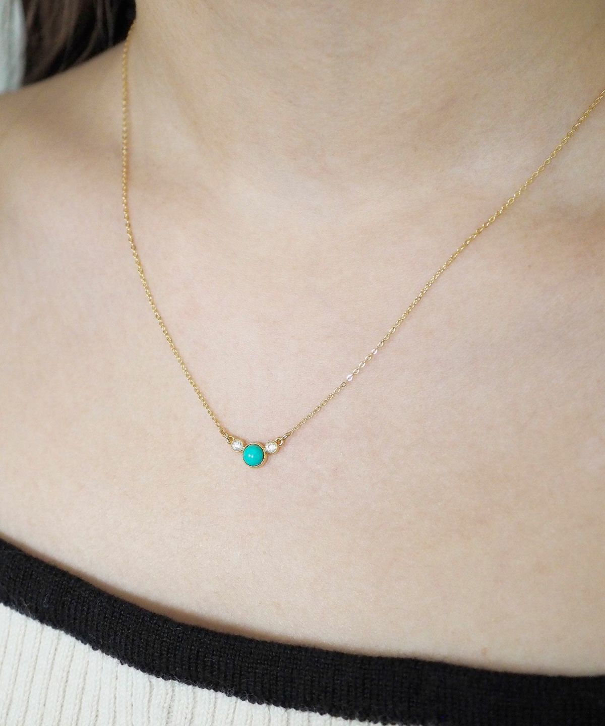 【恋は光着用】ナチュラルストーンとクリスタルのプチペンダント【MUK Dreamy stone】