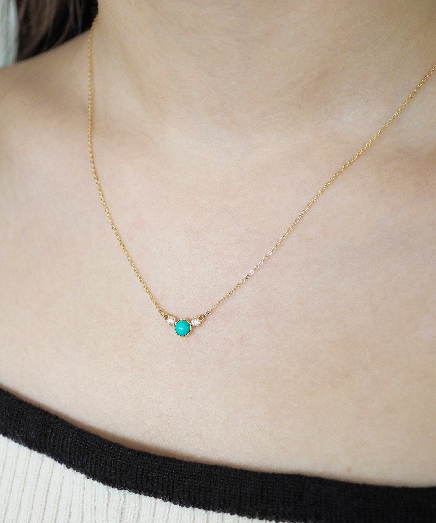 【恋は光着用】ナチュラルストーンとクリスタルのプチペンダント【MUK Dreamy stone】