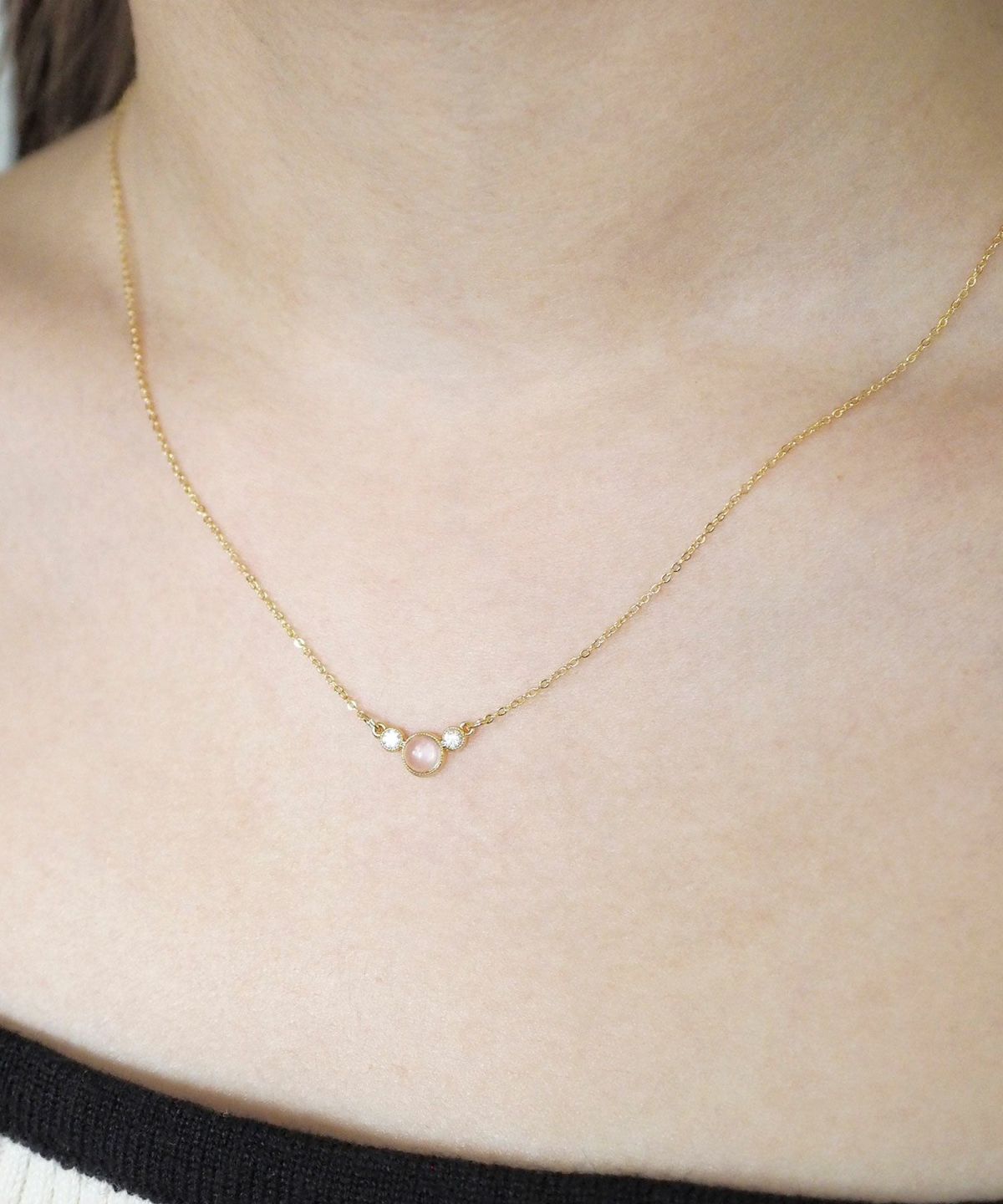 【恋は光着用】ナチュラルストーンとクリスタルのプチペンダント【MUK Dreamy stone】