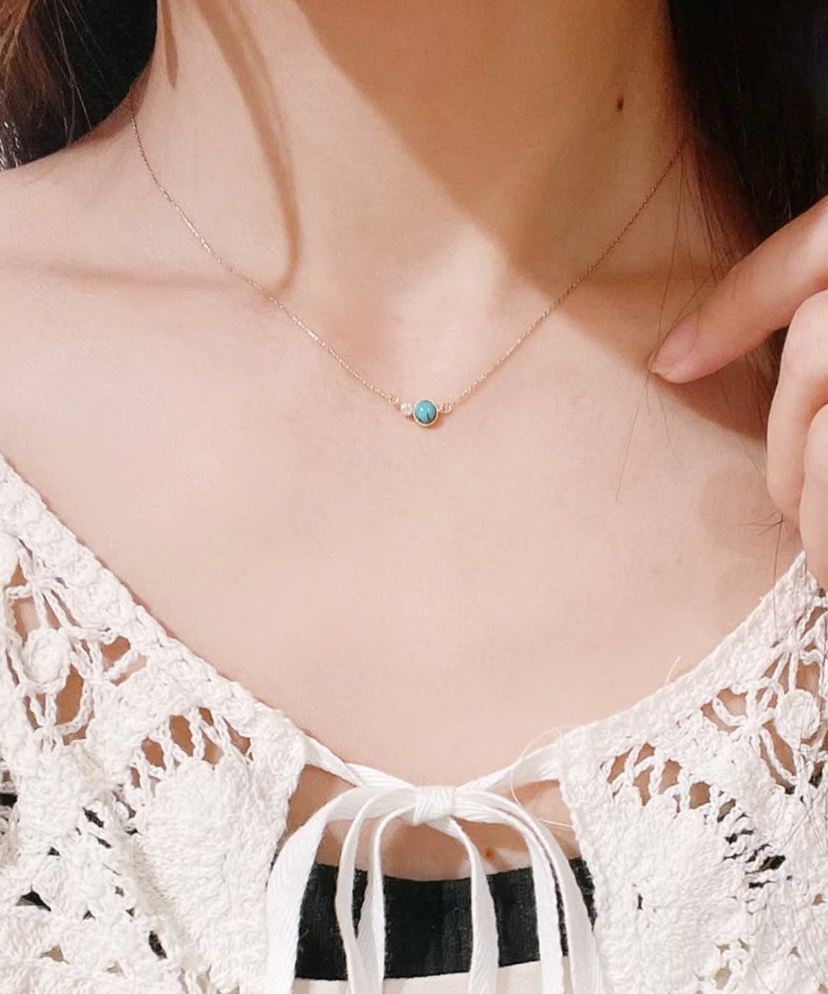 【恋は光着用】ナチュラルストーンとクリスタルのプチペンダント【MUK Dreamy stone】