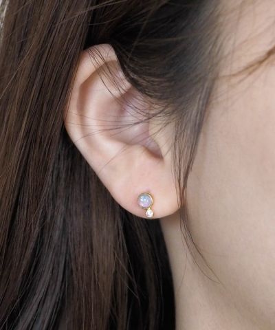 プチハートストーンチタンポストピアス【MUK Dreamy stone