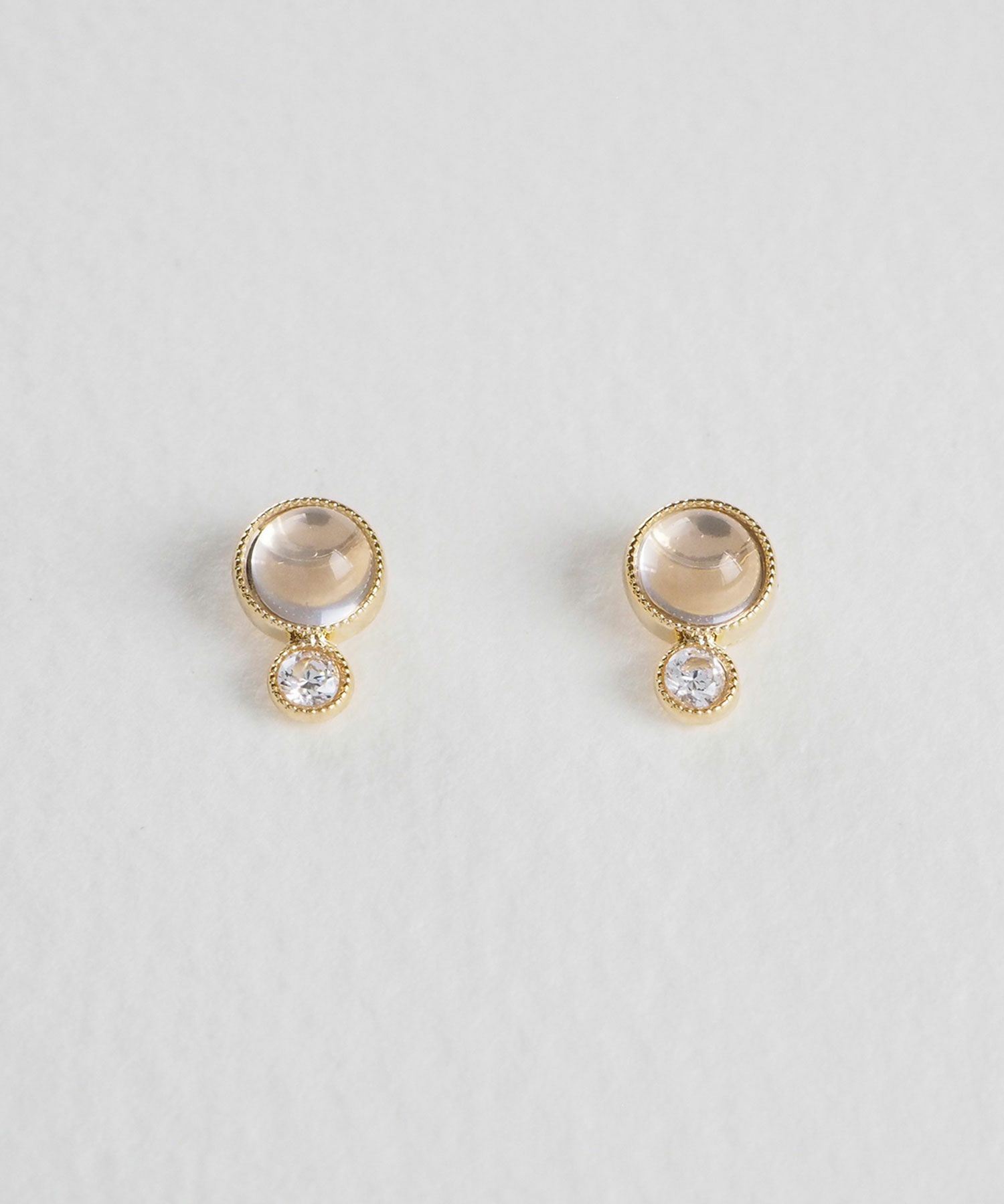 ナチュラルストーンとクリスタルのチタンポストピアス【MUK Dreamy stone】