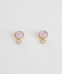 ナチュラルストーンとクリスタルのチタンポストピアス【MUK Dreamy stone】