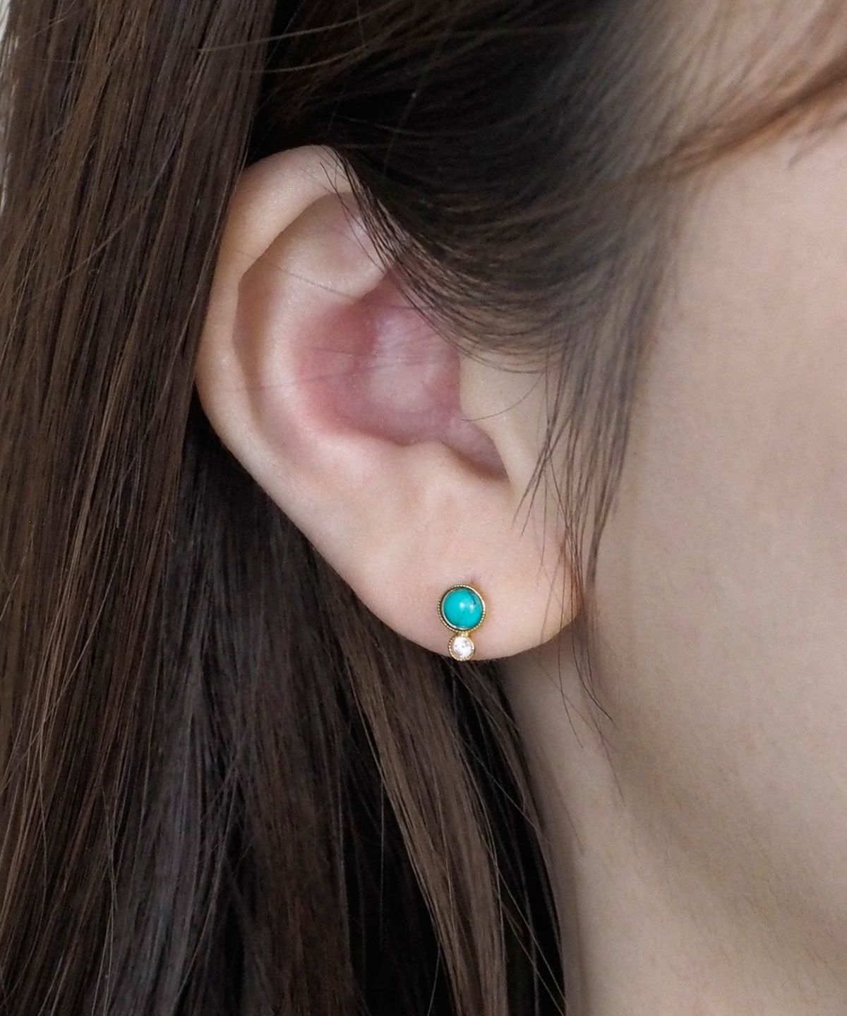 ナチュラルストーンとクリスタルのチタンポストピアス【MUK Dreamy stone】