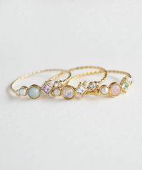 ナチュラルストーンとビジューのリング【MUK Dreamy stone】
