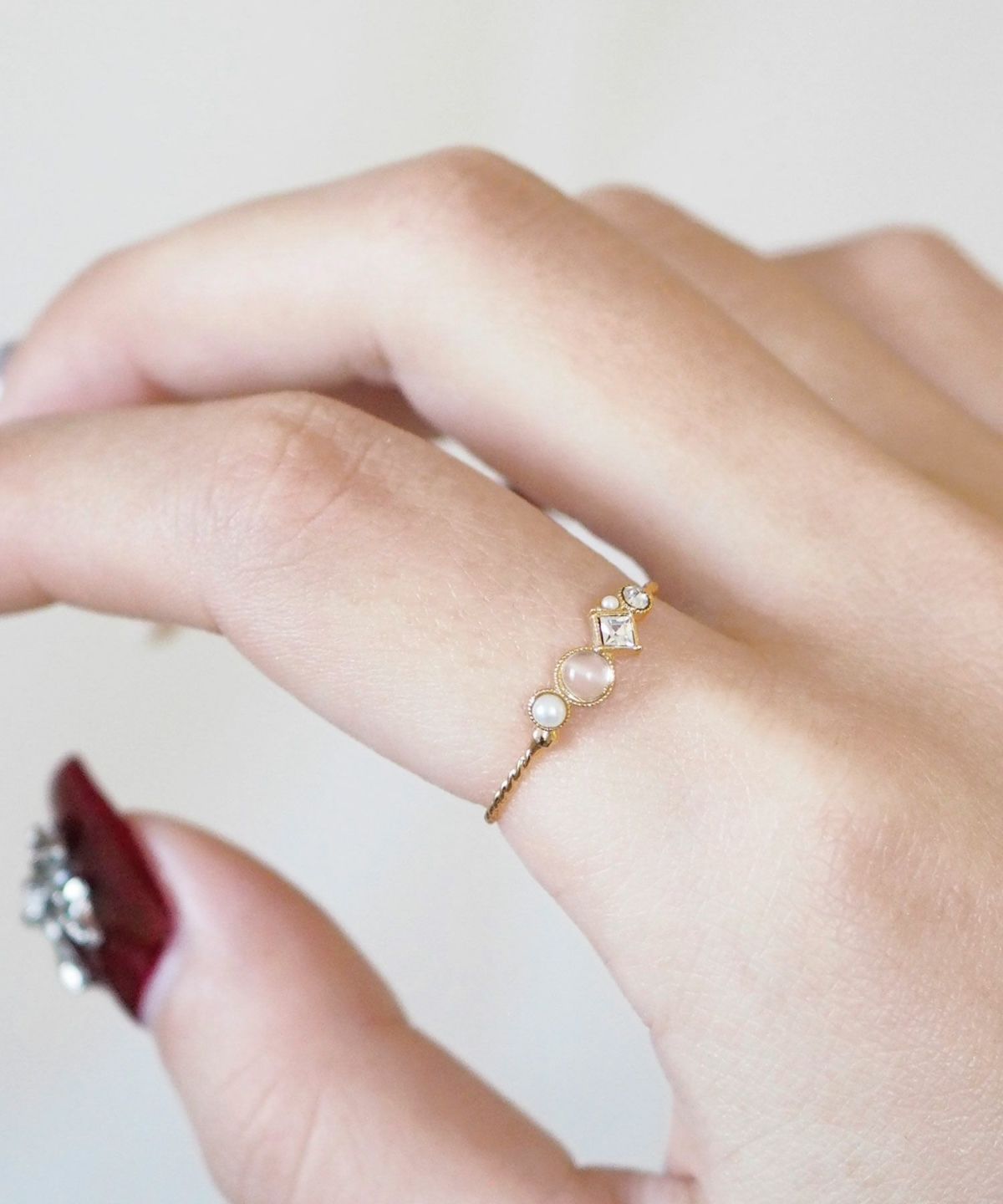 ナチュラルストーンとビジューのリング【MUK Dreamy stone】