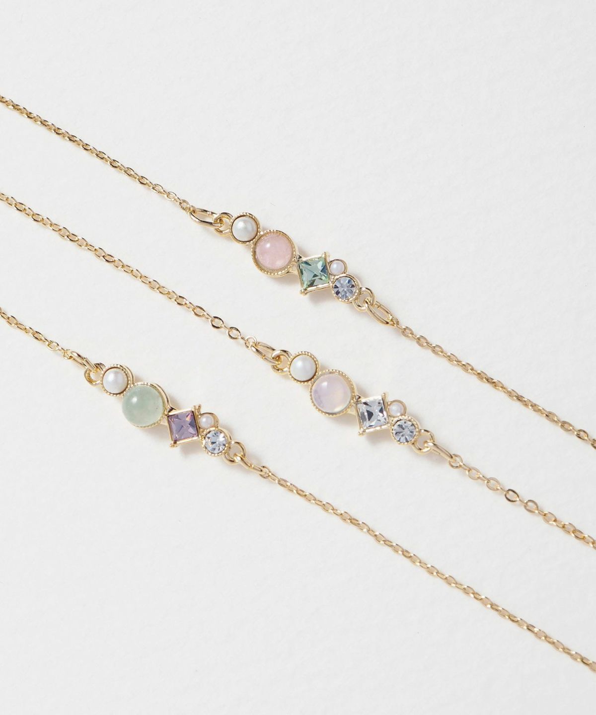 ナチュラルストーンとビジューのブレスレット【MUK Dreamy stone】