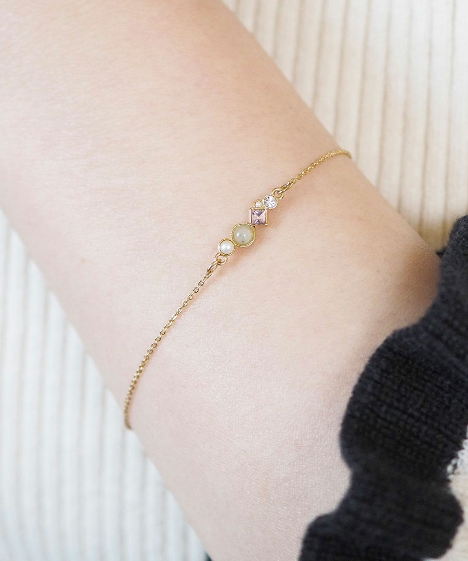 ナチュラルストーンとビジューのブレスレット【MUK Dreamy stone】