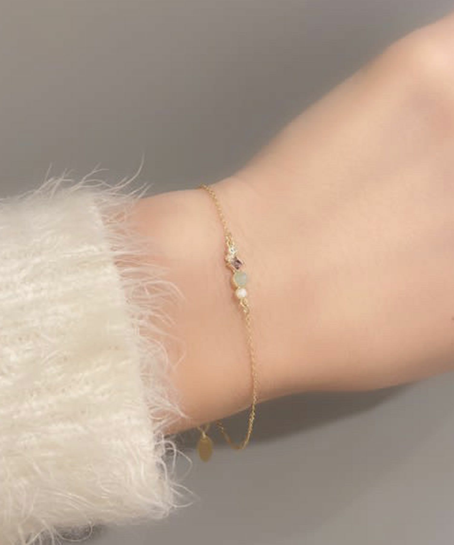 ナチュラルストーンとビジューのブレスレット【MUK Dreamy stone】