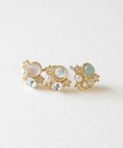 カーネリアン/水晶/MOPトリプレットストーンピアス✧オパール