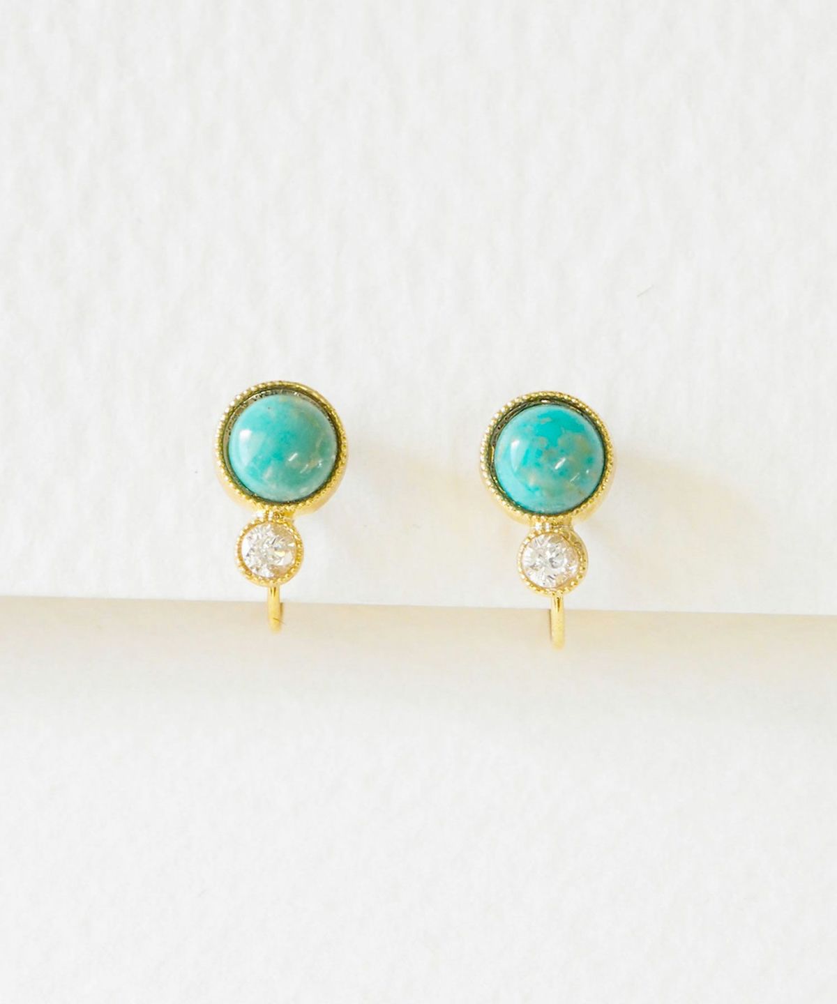 ナチュラルストーンとクリスタルのノンホールイヤリング【MUK Dreamy stone】