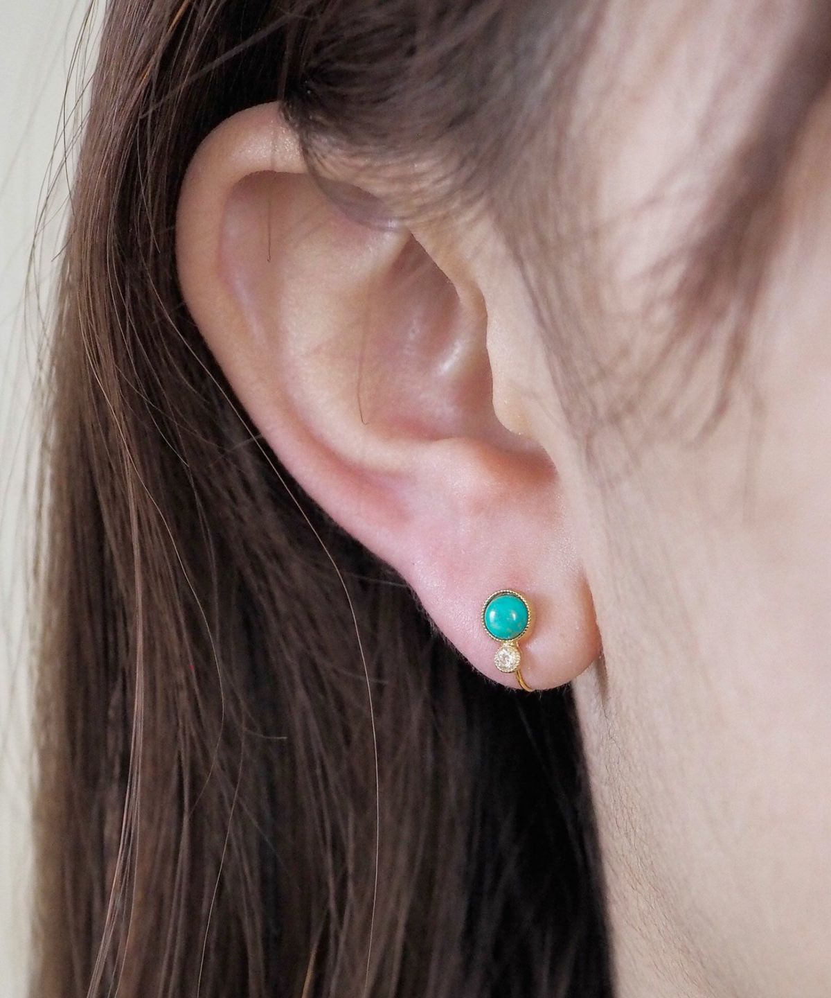 ナチュラルストーンとクリスタルのノンホールイヤリング【MUK Dreamy stone】