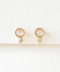 ナチュラルストーンとクリスタルのノンホールイヤリング【MUK Dreamy stone】