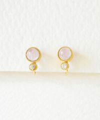 ナチュラルストーンとクリスタルのノンホールイヤリング【MUK Dreamy stone】