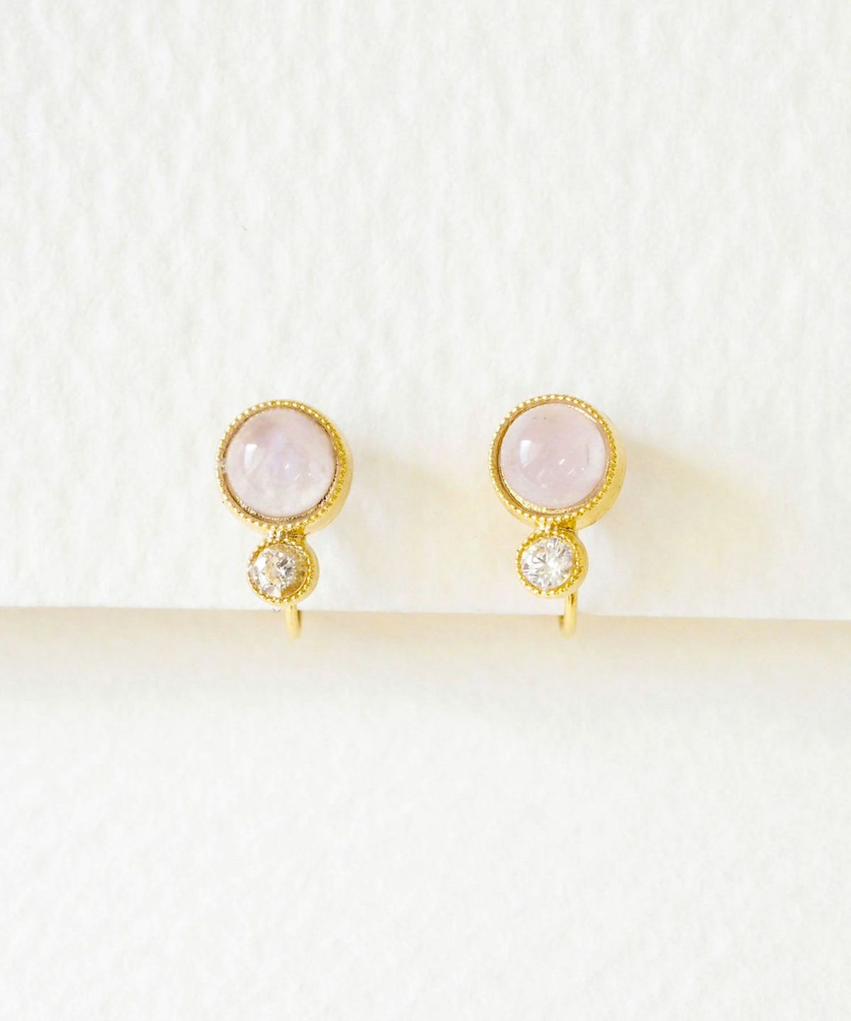 ナチュラルストーンとクリスタルのノンホールイヤリング【MUK Dreamy stone】