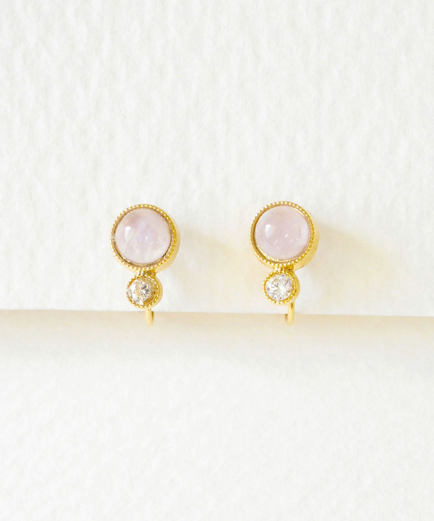 ナチュラルストーンとクリスタルのノンホールイヤリング【MUK Dreamy stone】