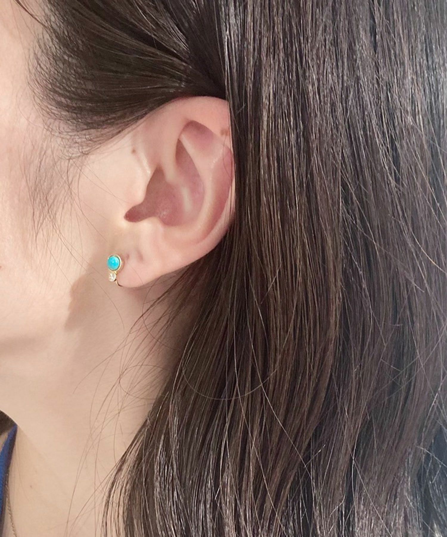 ナチュラルストーンとクリスタルのノンホールイヤリング【MUK Dreamy stone】