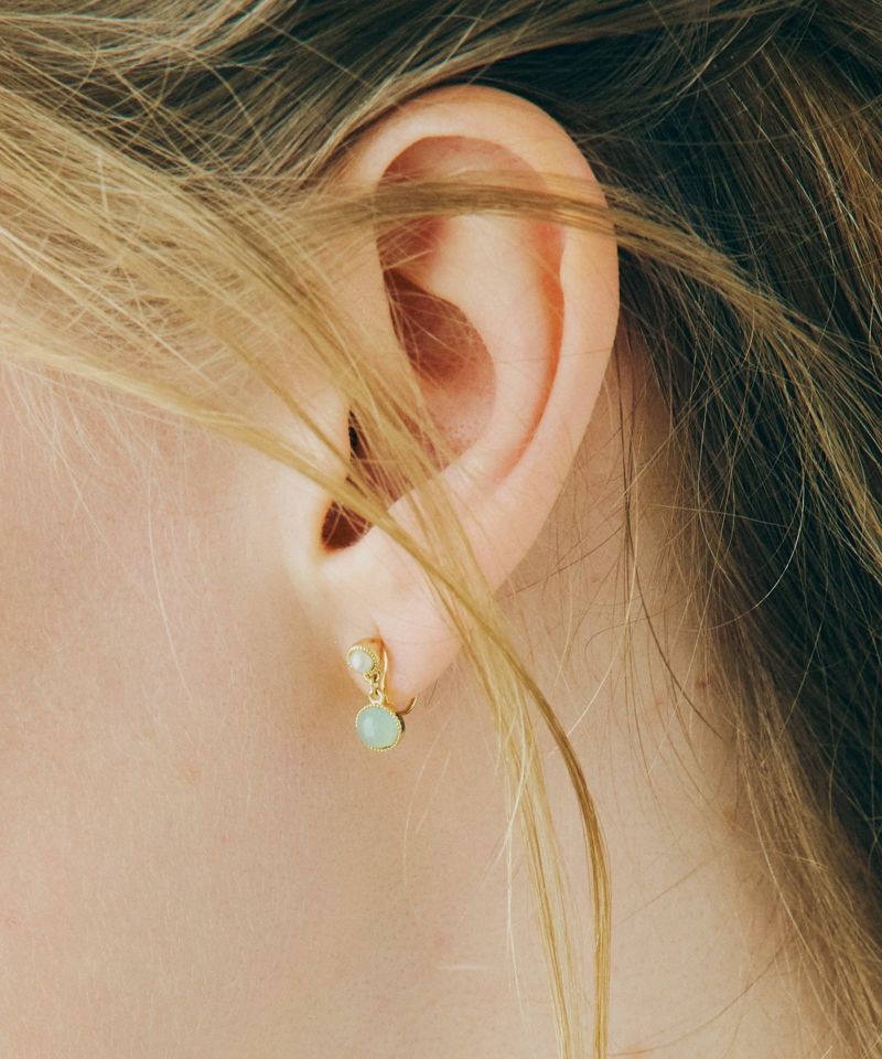 eteエテナチュラルストーン ドロップ ピアスローズクォーツ ナチュラルストーン ピアス | ete bijoux (Women)/エテ ビジュー