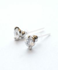 シンプルラウンドストーンセラミックポストピアス(4.5mm