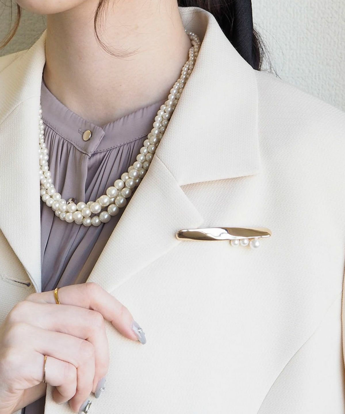 メタルプロペラパールブローチ