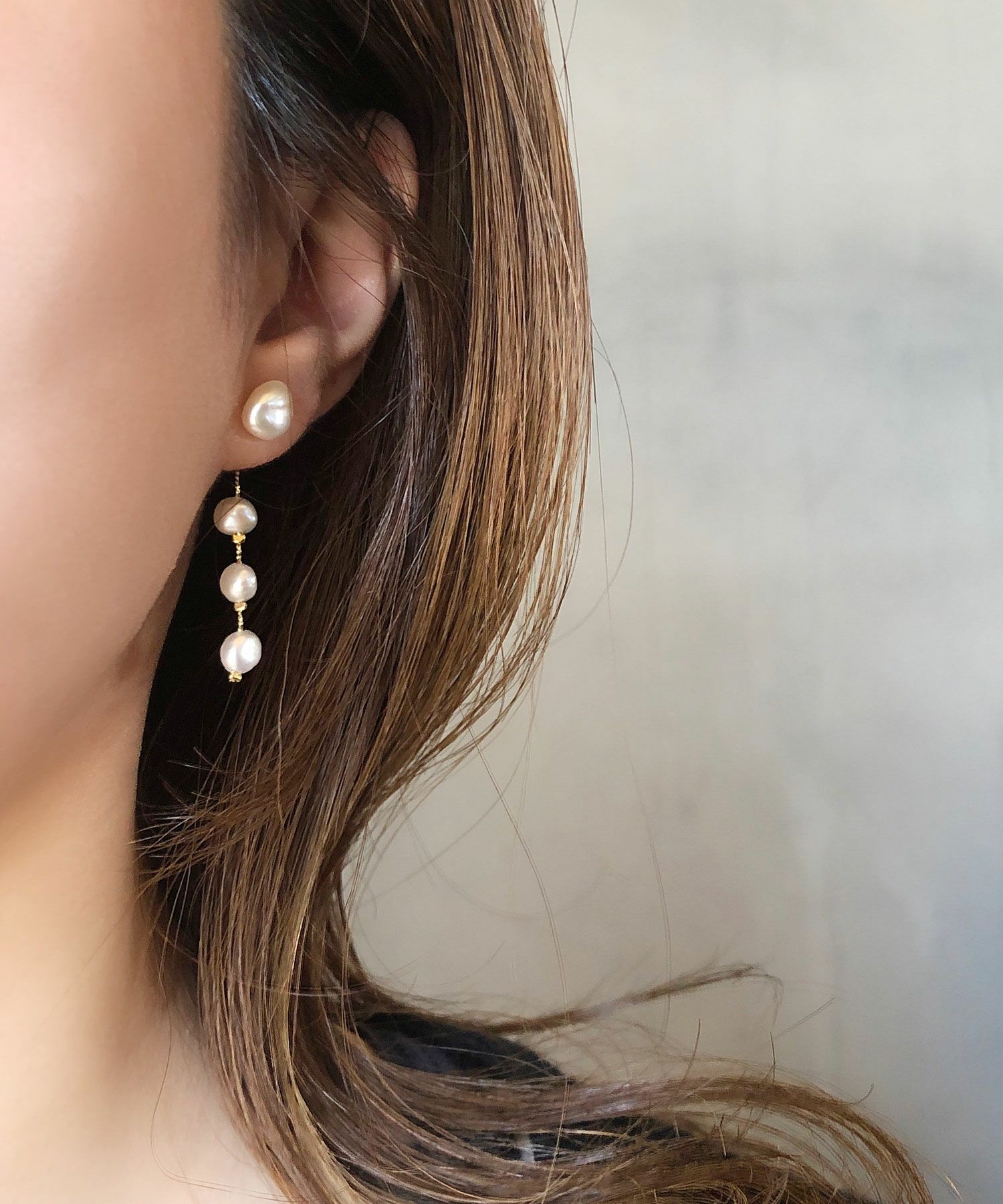 淡水パール 重た ニッケルフリースタッドピアス №106