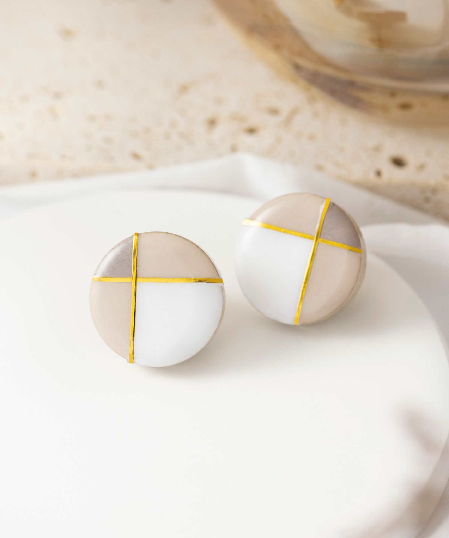 【MUK別注】美濃焼クラシックラインチタンポストピアス【MIKELO】