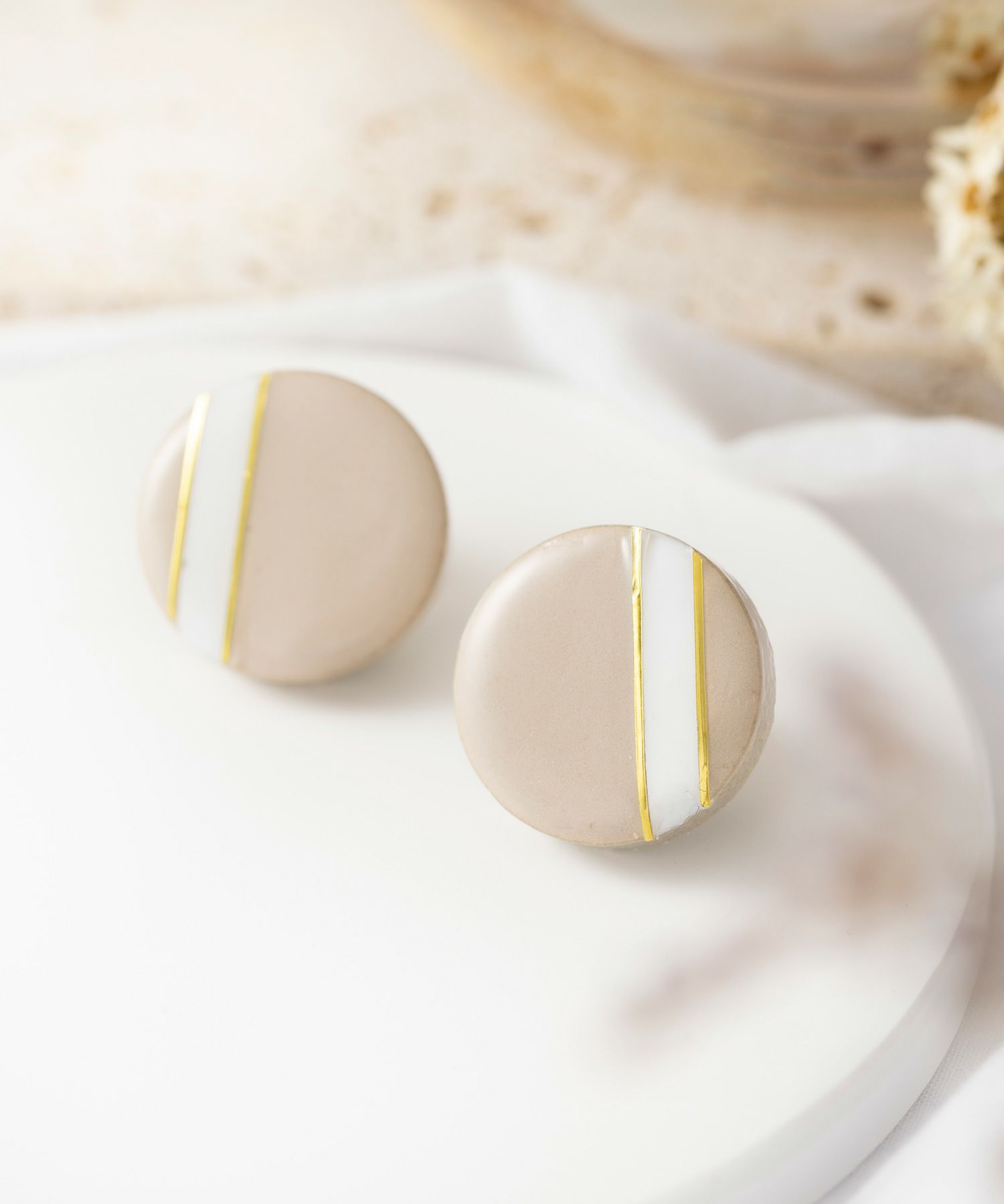 【MUK別注】美濃焼クラシックラインチタンポストピアス【MIKELO】