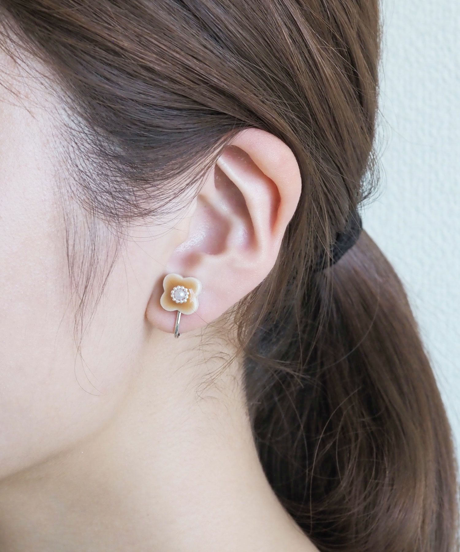 【MUK別注】美濃焼小花パールイヤリング【MIKELO】