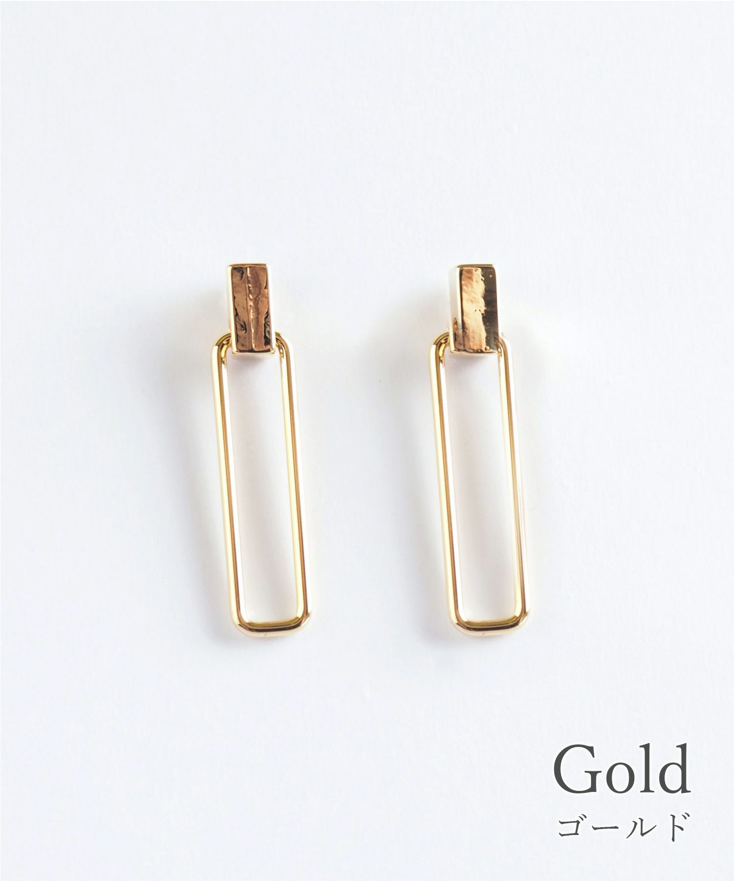レクタングルフレームセラミックポストピアス
