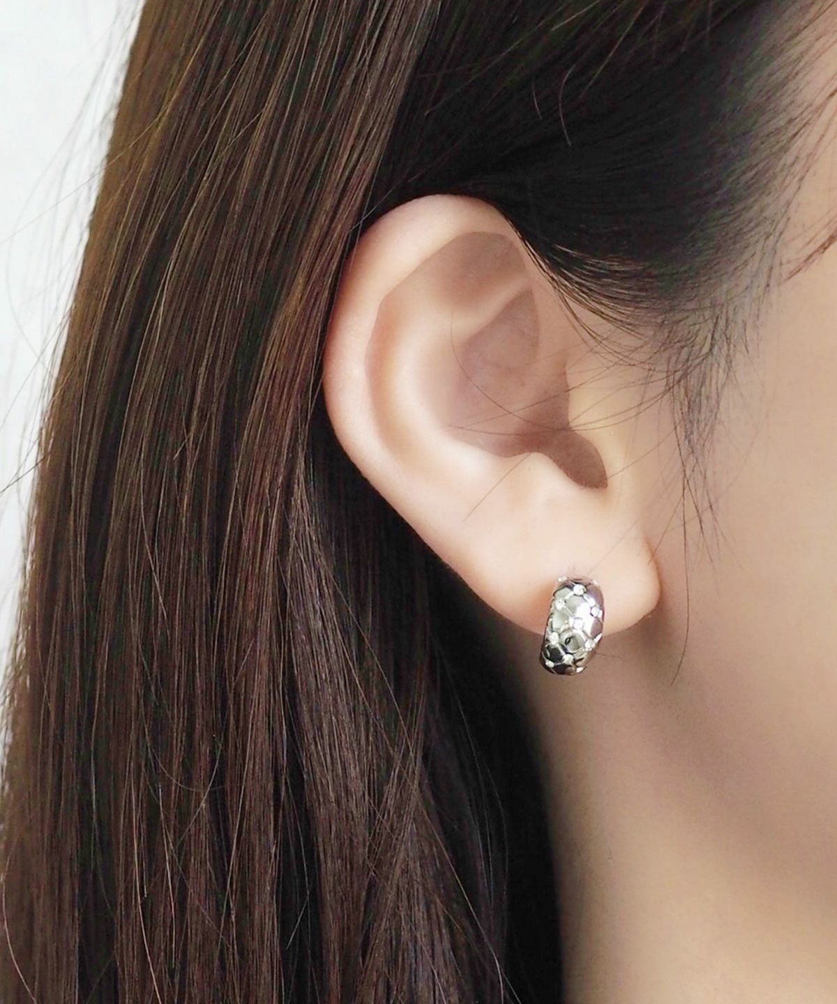 キルティングフープセラミックポストピアス