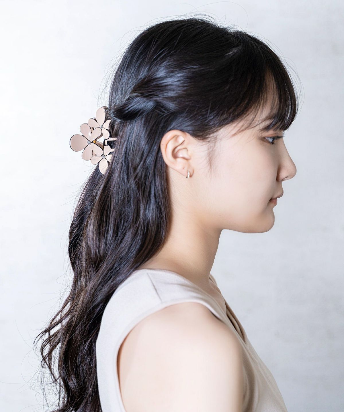 スリーレイヤーフラワーヘアクリップ