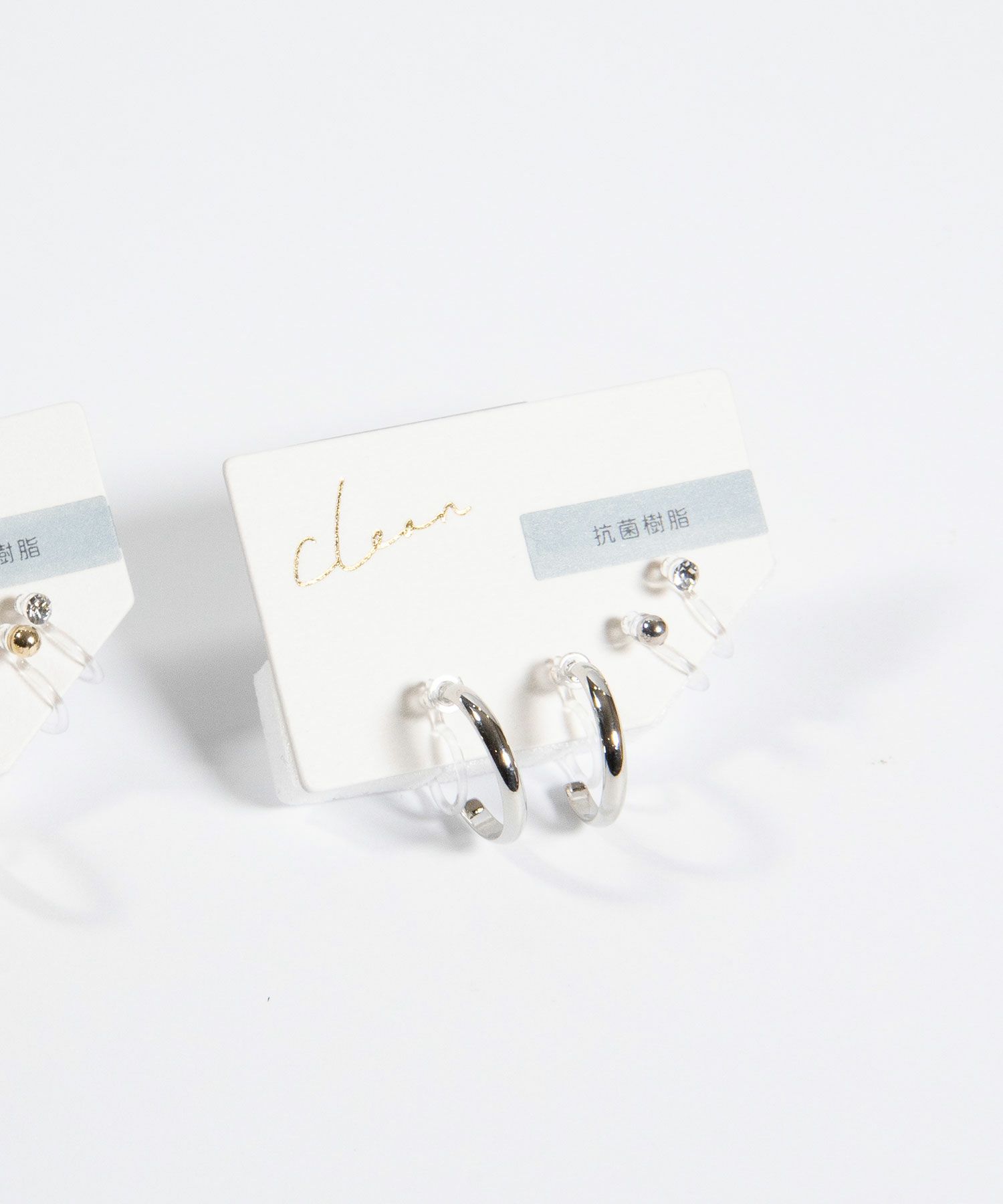 シンプルフープセット抗菌樹脂ノンホールイヤリング