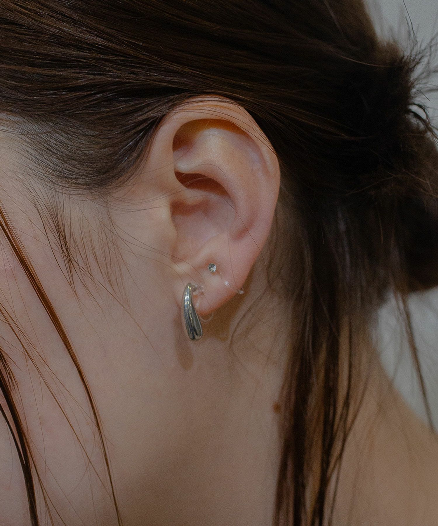 カーブフープセット抗菌樹脂ノンホールイヤリング