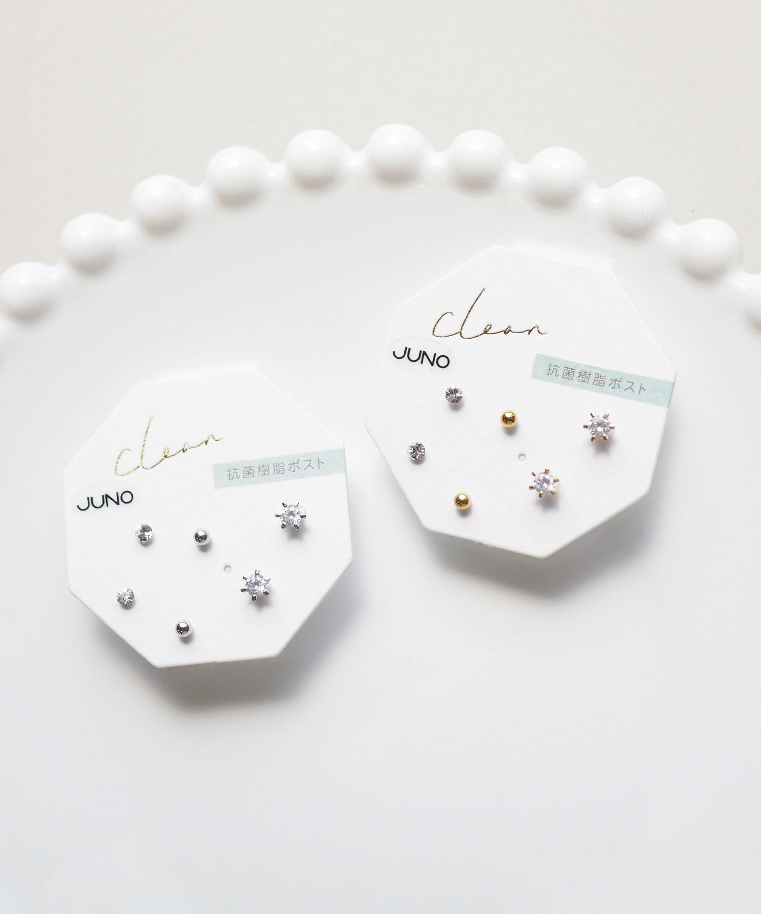 4mmストーンセット抗菌樹脂ポストピアス