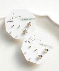 トリプルストーンセット抗菌樹脂ポストピアス