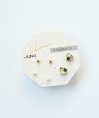 トリプルストーンセット抗菌樹脂ポストピアス
