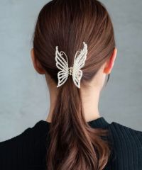 butterflyヘアクリップ② バタフライヘアクリップ3個セットホワイト 【AH2404-09W