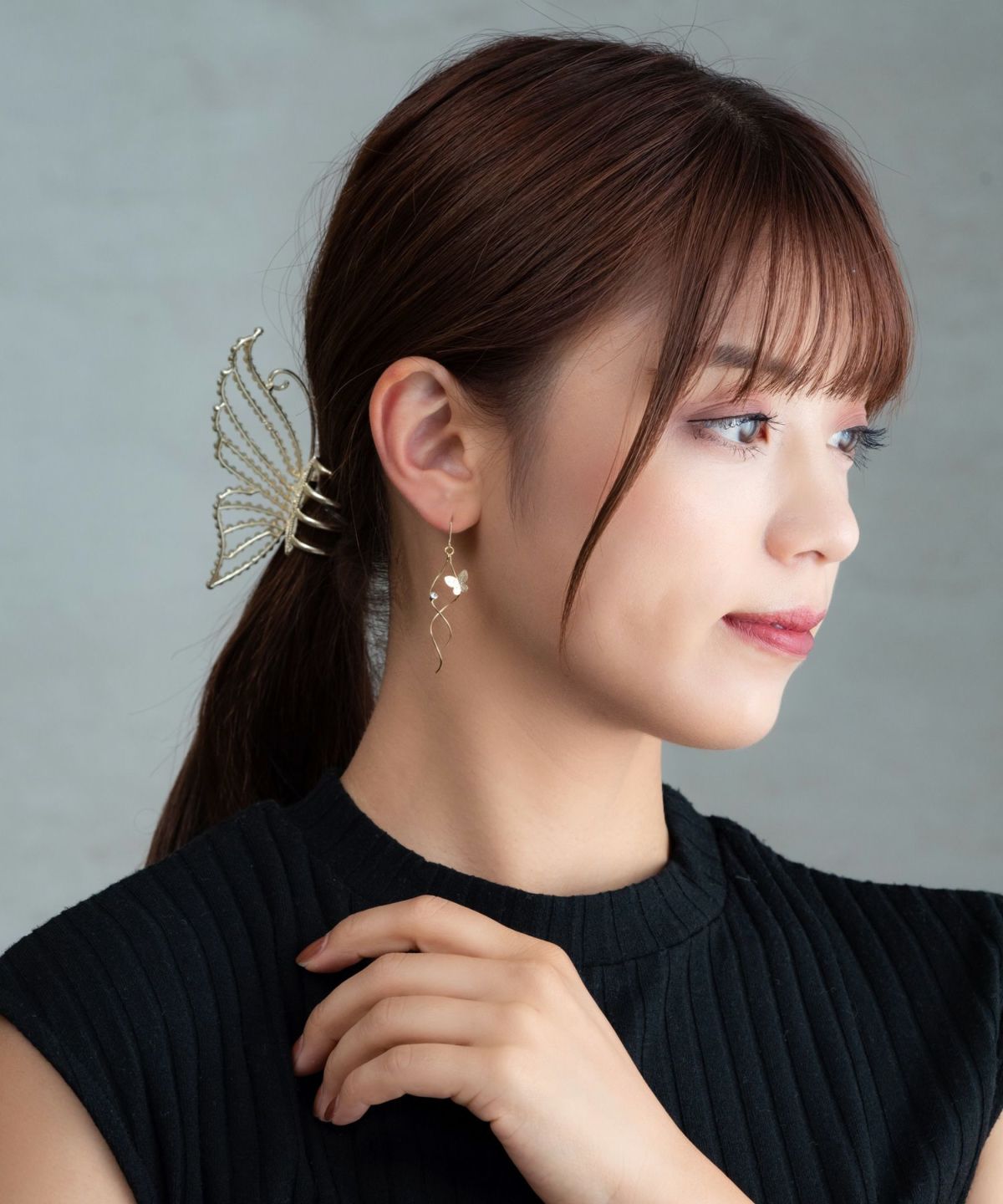 バタフライラインドローイングヘアクリップ