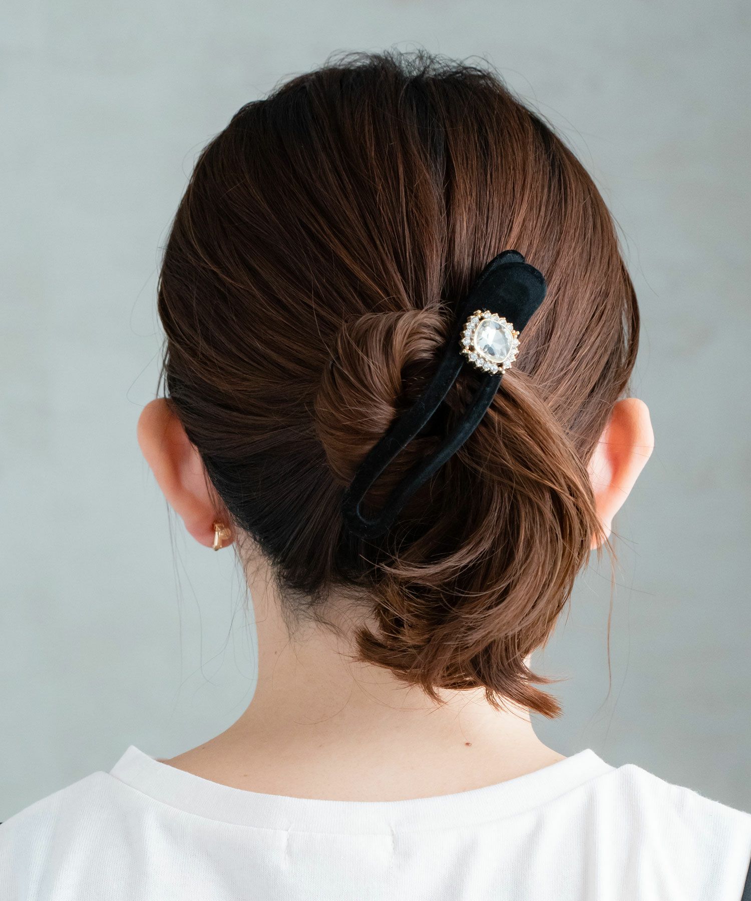 ヘアアクセサリー HRK アンティークパーツ付フロッキーサイドバンスクリップ【Grace