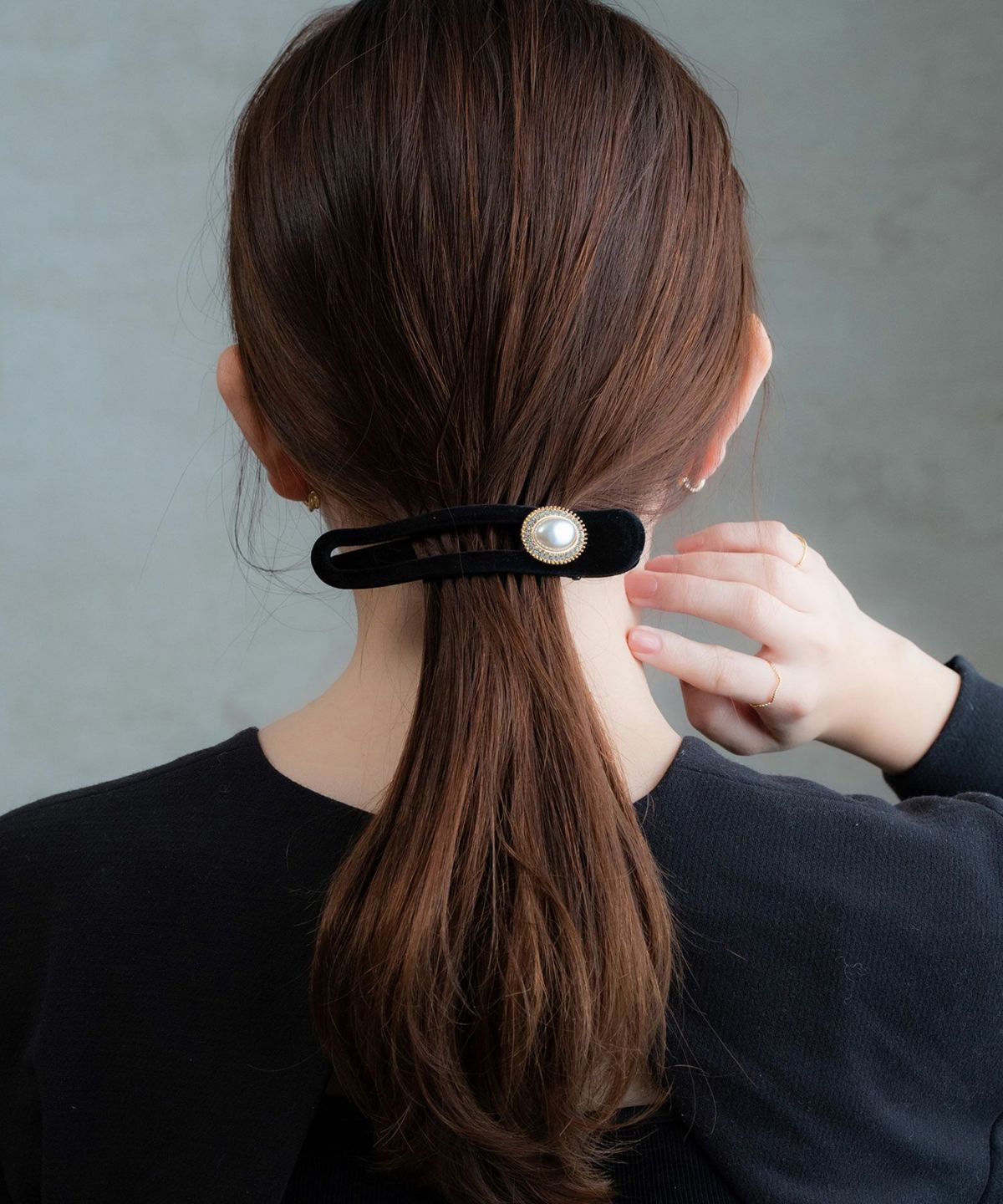 ヘアアクセサリー HRK アンティークパーツ付フロッキーサイドバンスクリップ【Grace