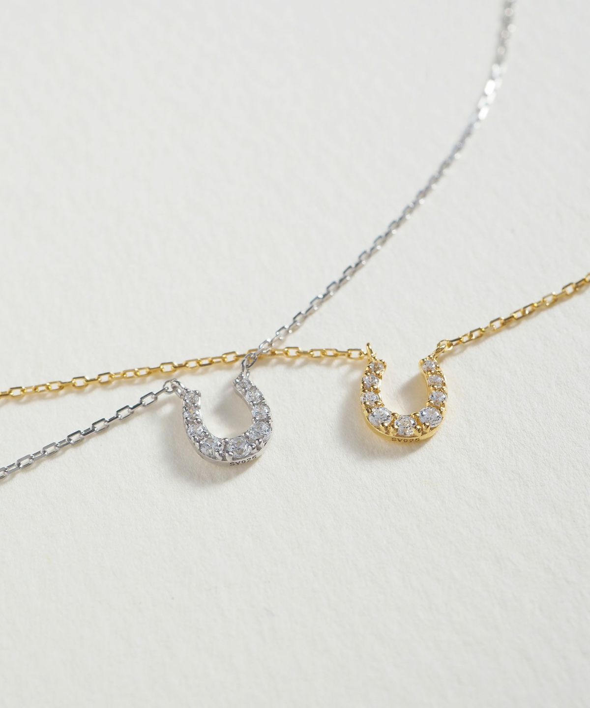 Pave Horseshoe 925 Silver Petite Pendant【H&Ccollection】